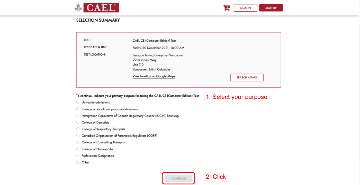 CAEL registration guide