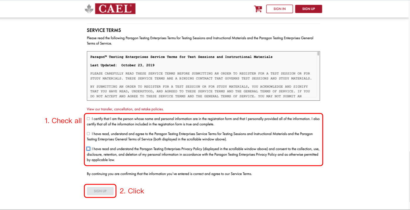 CAEL registration guide